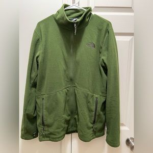 Men’s used Northface green zip up fleece jacket. Size large.